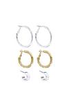 Lipsy Silver And Gold Tri-Tone 3-Pack Hoop Earrings thumbnail 1
