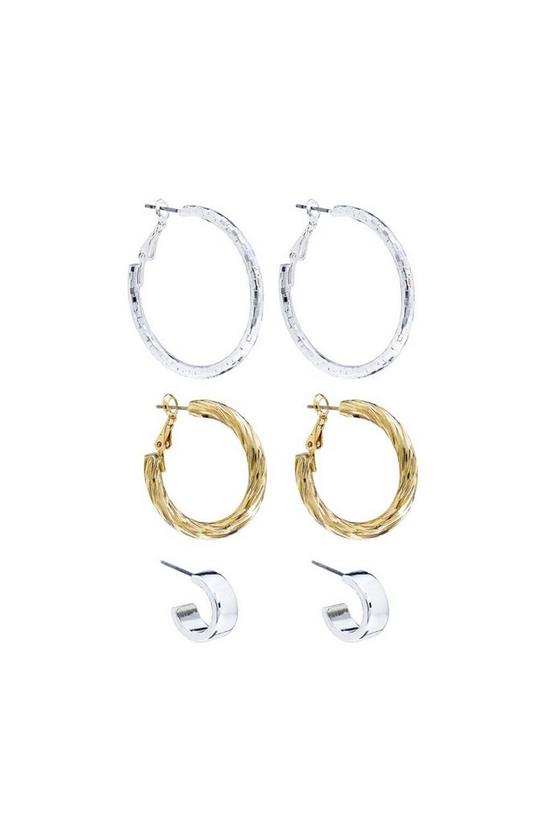 Lipsy Silver And Gold Tri-Tone 3-Pack Hoop Earrings 1