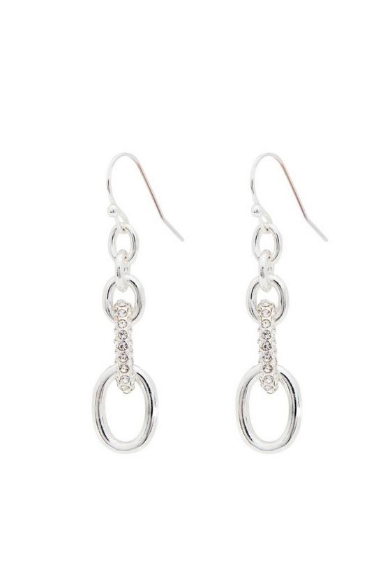 Mood Silver Plated Crystal Link Drop Earrings 1