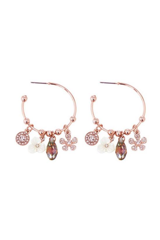 Mood Rose Gold Plated White Flower And Crystal Earrings 1