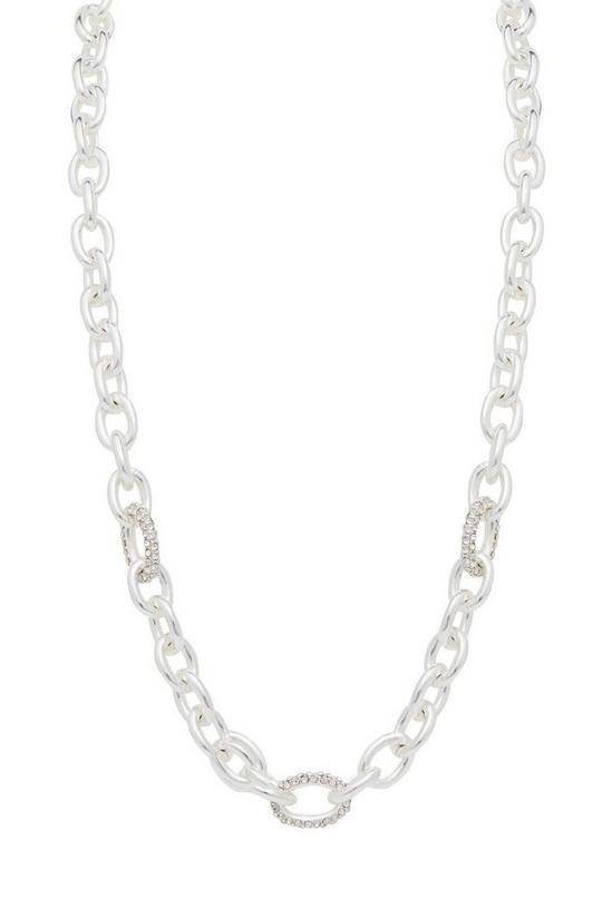 Mood Silver Plated Crystal Link Necklace 1