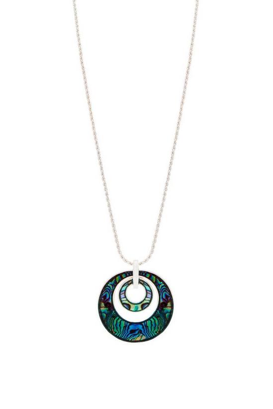 Mood Silver Plated Abalone Long Pendant Necklace 1