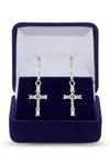 Jon Richard Rhodium Plated Cubic Zirconia Cross Earrings - Gift Boxed thumbnail 1