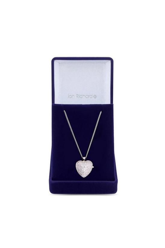Jon Richard Rhodium Plate Cubic Zirconia Micro Pave Heart Lock Necklace - Gift Boxed 1