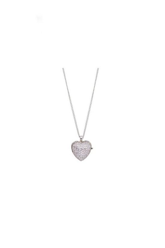 Jon Richard Rhodium Plate Cubic Zirconia Micro Pave Heart Lock Necklace - Gift Boxed 2