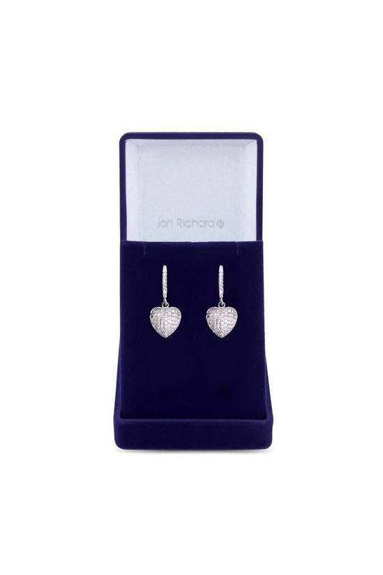Jon Richard Rhodium Plated Cubic Micro Pave Heart Charm Earrings 1