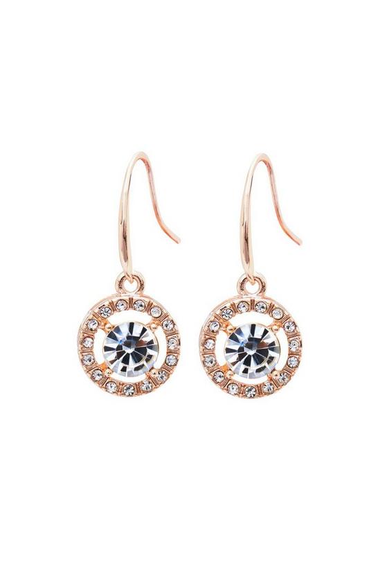 Mood Rose Gold Plated Crystal Halo Drop Earrings 1