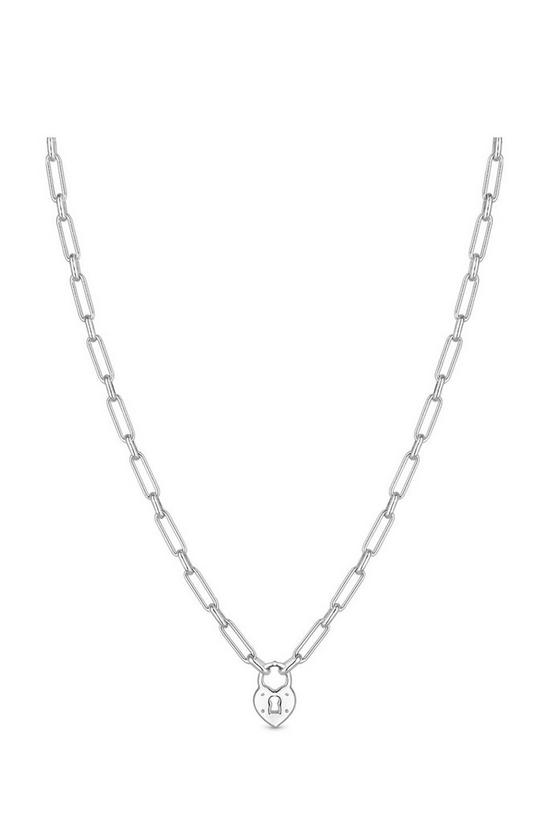 Simply Silver Sterling Silver Paperlink Lock Heart Necklace 1
