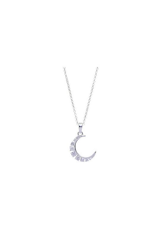 Simply Silver Sterling Silver With Cubic Zirconia Crescent Necklace 1