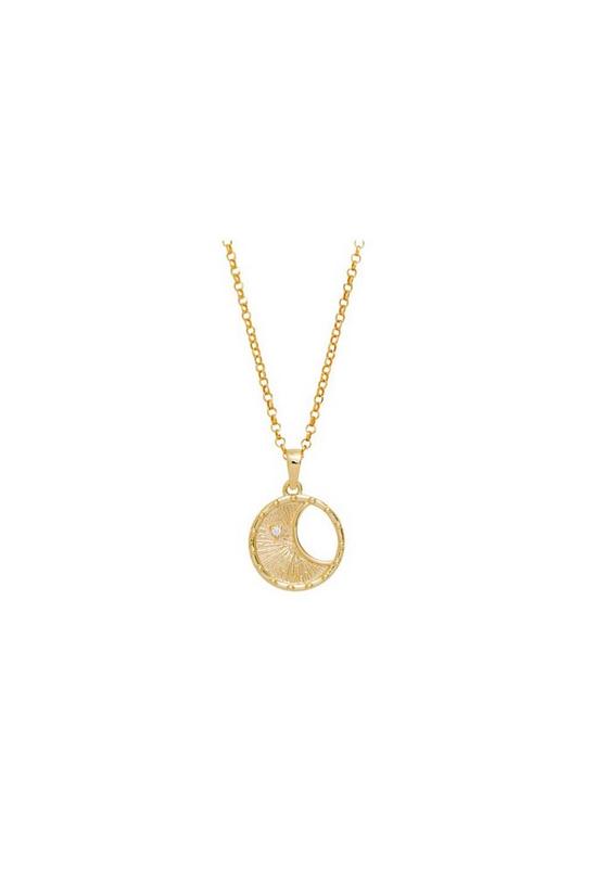 Simply Silver Simply Silver Gold Plated Sterling Silver 925 With Cubic Zirconia Moon Necklace 1