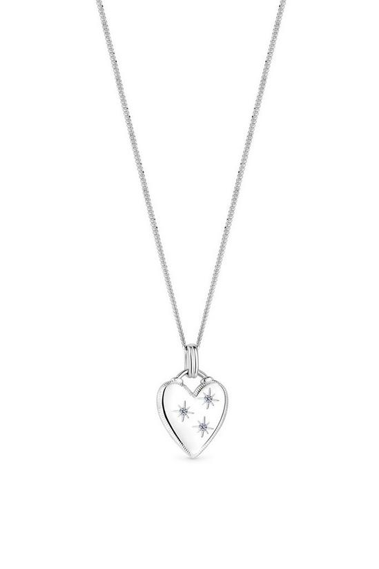 Simply Silver Sterling Silver With Cubic Zirconia Mystic Heart Necklace 1