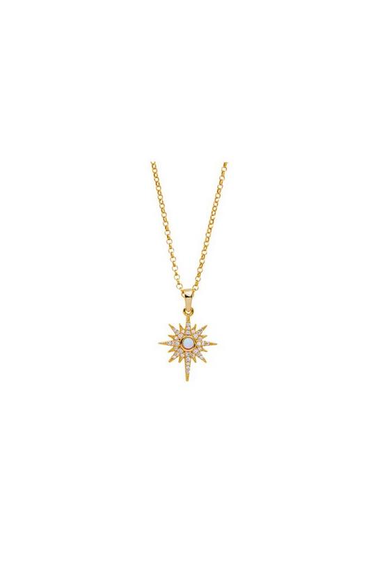 Simply Silver Sterling Silver Gold Opal Starburst Necklace 1