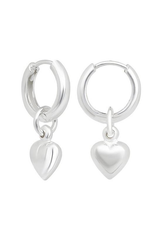 Simply Silver Sterling Silver 925 Puff Heart Mini Hoop Earrings 1