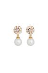 Mood Gold Plated Cubic Zirconia And Pearl Drop Earrings thumbnail 1