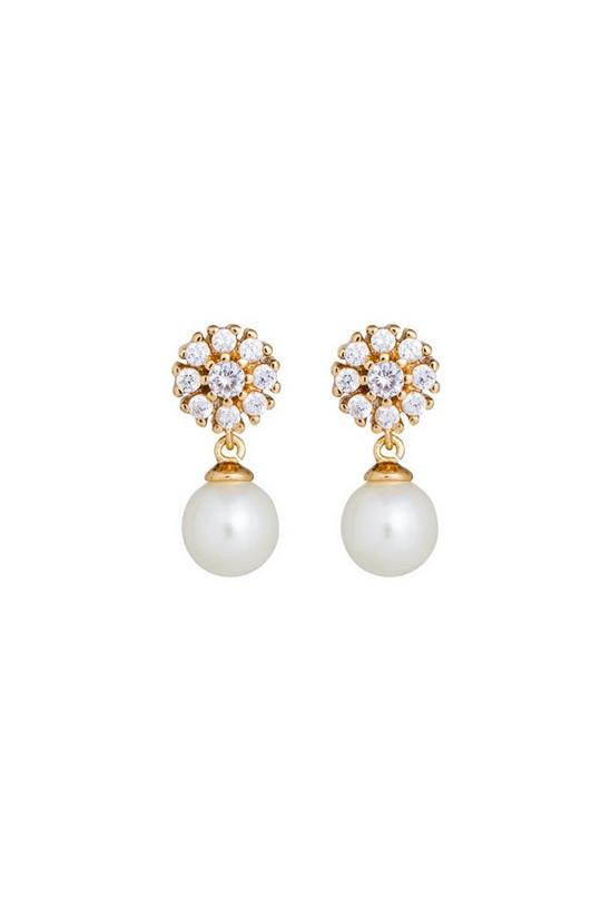Mood Gold Plated Cubic Zirconia And Pearl Drop Earrings 1