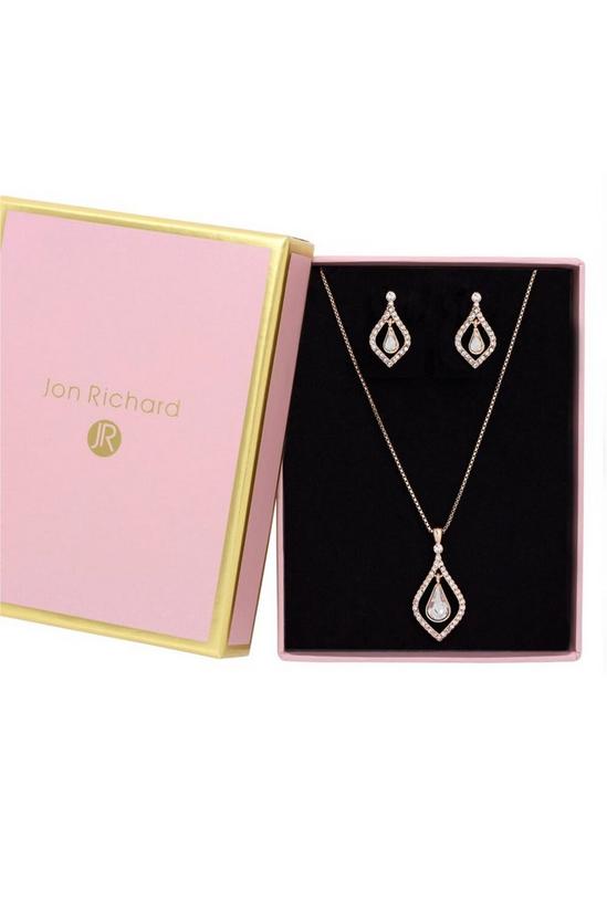 Jon Richard Rose Gold Plated Crystal Peardrop Pendant Necklace - Gift Boxed 1