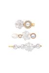 Mood 3 Pack Gold Plated Cream Pearl Floral Hair Slides thumbnail 1