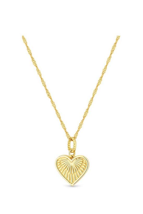 Simply Silver Simply Silver Gold Plated Sterling Silver 925 Etched Heart Necklace 1