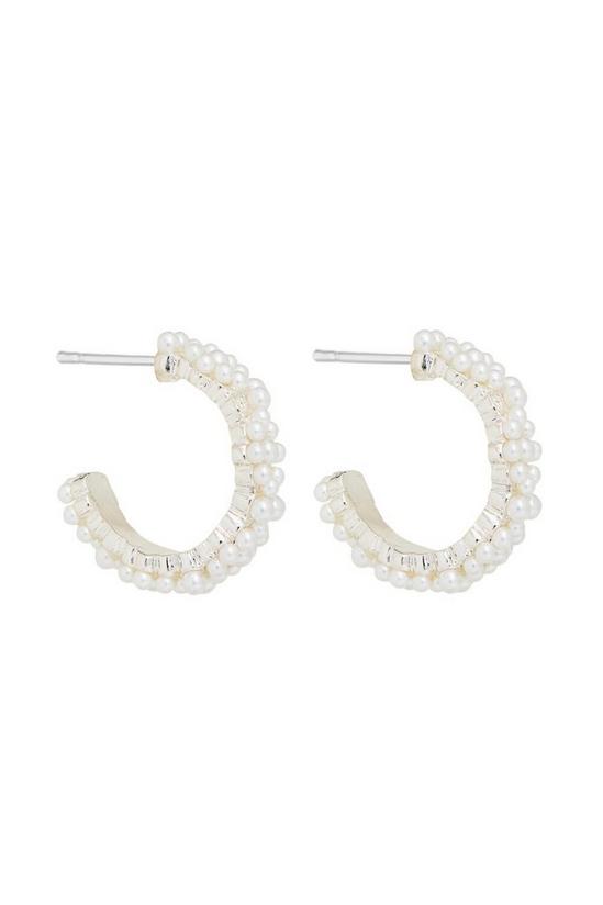 Lipsy Silver Cluster Pearl Hoop Earrings 1