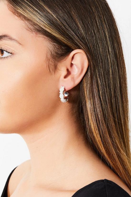 Lipsy Silver Cluster Pearl Hoop Earrings 2