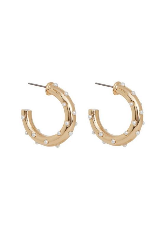 Lipsy Gold Pearl Inlay Hoop Earrings 1