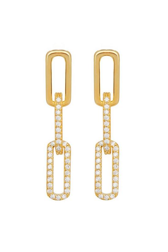 Simply Silver Sterling Silver 14ct Gold Cubic Zirconia Link Drop Earrings 1
