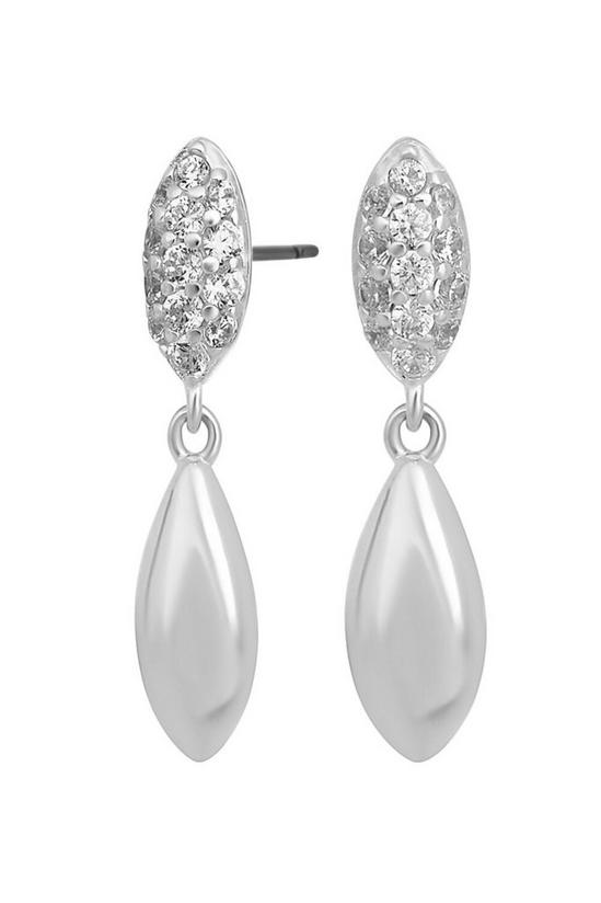 Simply Silver Sterling Silver 925 Cubic Zirconia Organic Pave Drop Earrings 1