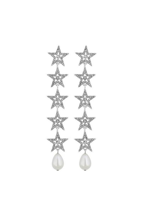 Mood Silver Plated Celestial Pearl Charm Linear Drop Earrings 1