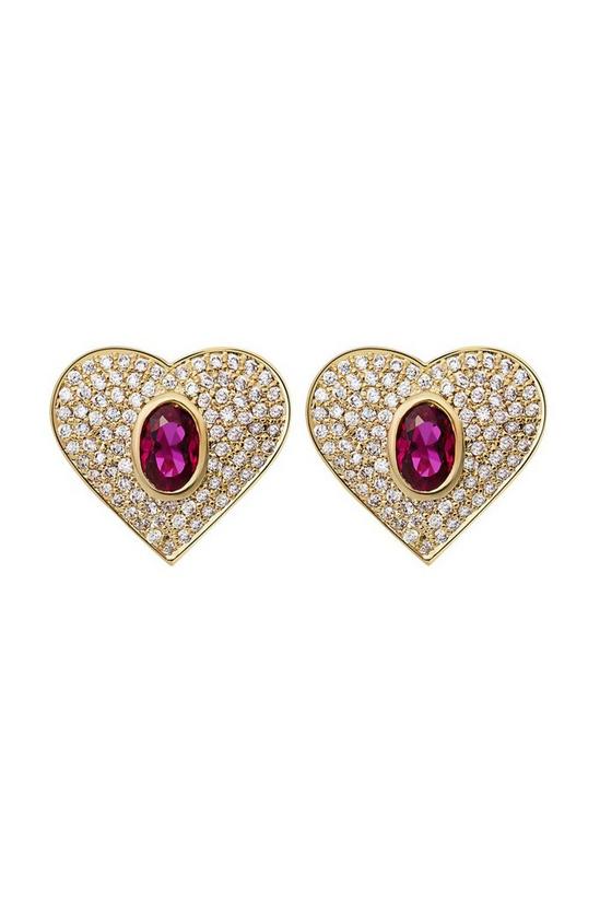 Jon Richard Gold Plate And Ruby Cubic Zirconia Heart Stud Earrings - Gift Boxed 2