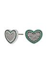 Jon Richard Rhodium Plate Cubic Zirconia Green And Crystal Heart Earrings thumbnail 1
