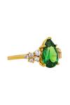 Jon Richard Cubic Zirconia Gold Plated Emerald Peardrop Cocktail Ring thumbnail 1