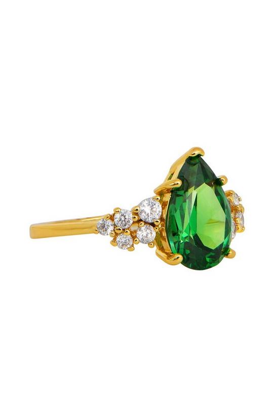 Jon Richard Cubic Zirconia Gold Plated Emerald Peardrop Cocktail Ring 1