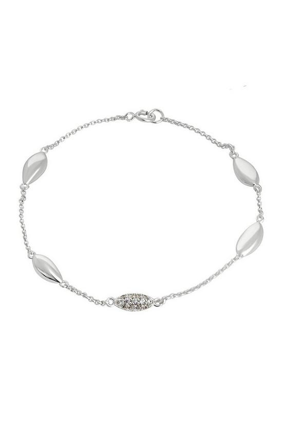 Simply Silver Sterling Silver 925 Organic Cubic Zirconia Station Bracelet 1