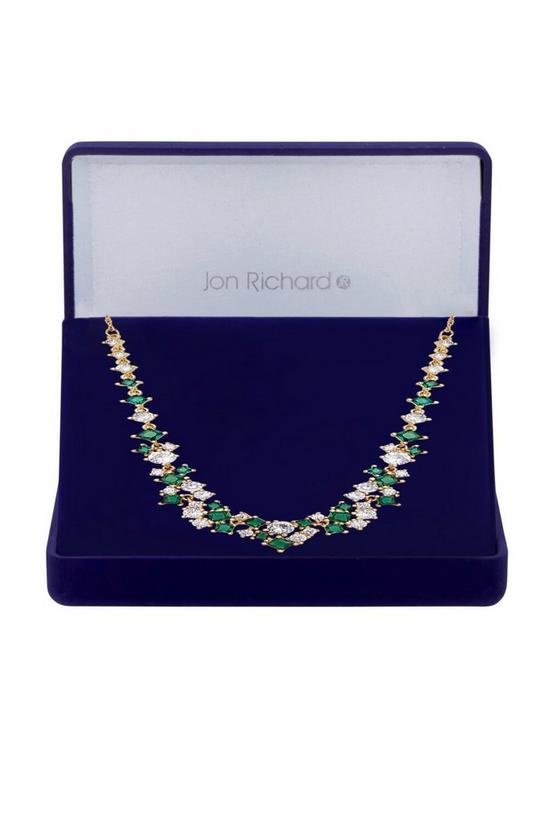 Jon Richard Gold Plated Cubic Zirconia And Emerald Mixed Stone Necklace - Gift Boxed 1