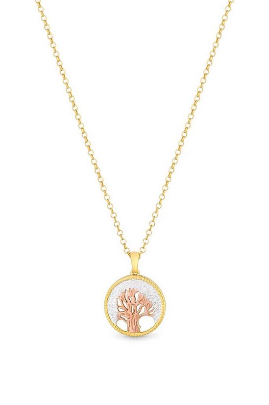 Simply Silver Simply Silver 14ct Gold Plated Sterling Silver 925 Tri Tone Tree of Love Necklace 1