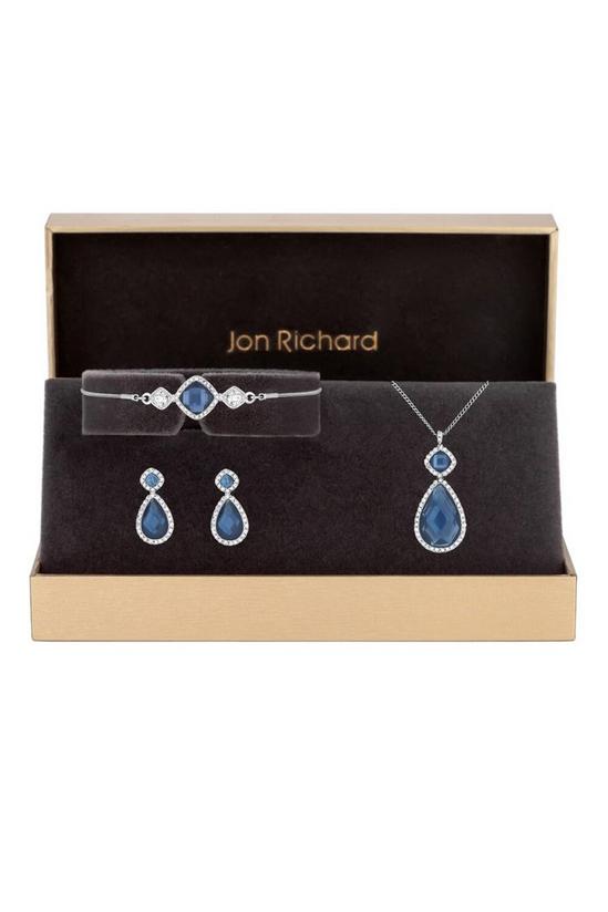 Jon Richard Rhodium Plated Montana Pear Drop Trio Set - Gift Boxed 1