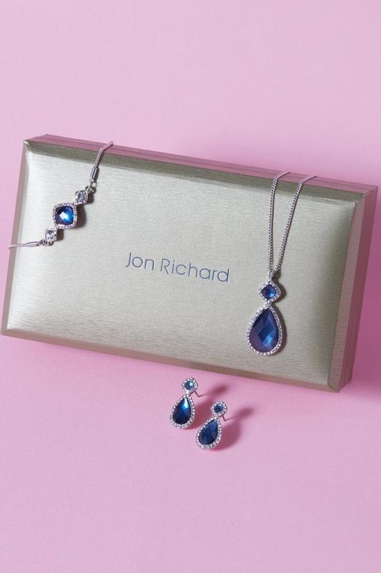 Jon Richard Rhodium Plated Montana Pear Drop Trio Set - Gift Boxed 3