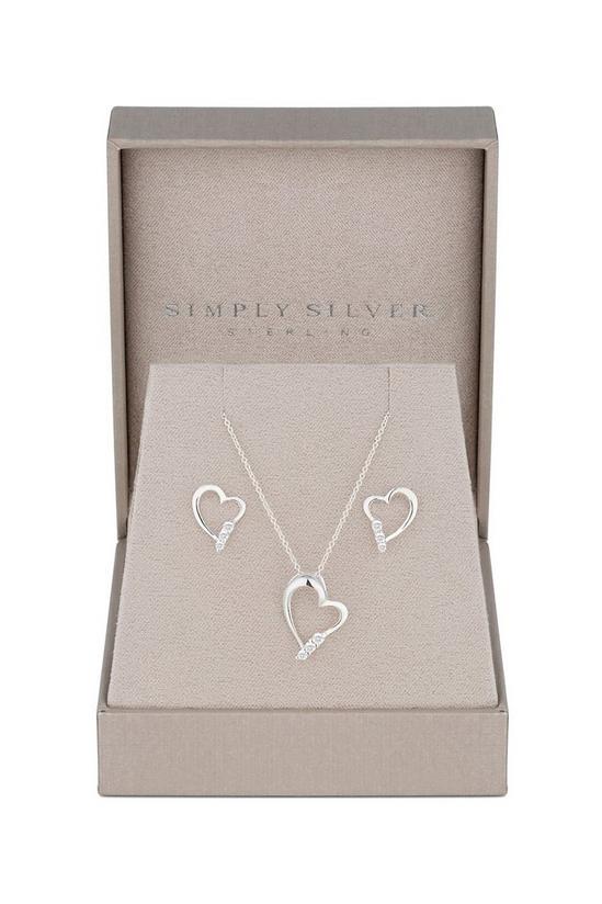 Simply Silver Sterling Silver 925 Cubic Zirconia Heart Set - Gift Boxed 1