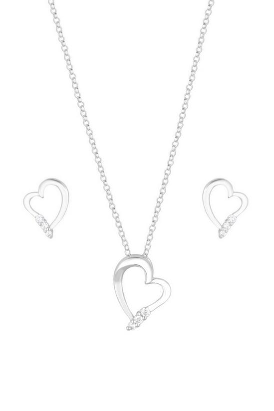 Simply Silver Sterling Silver 925 Cubic Zirconia Heart Set - Gift Boxed 2