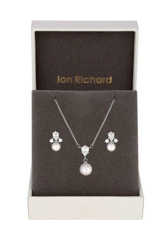 Jon Richard Rhodium Plated And Pearl Set - Gift Boxed 1
