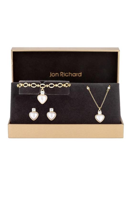 Jon Richard Gold Plated Pearl Heart And Crystal Trio Set - Gift Boxed 1