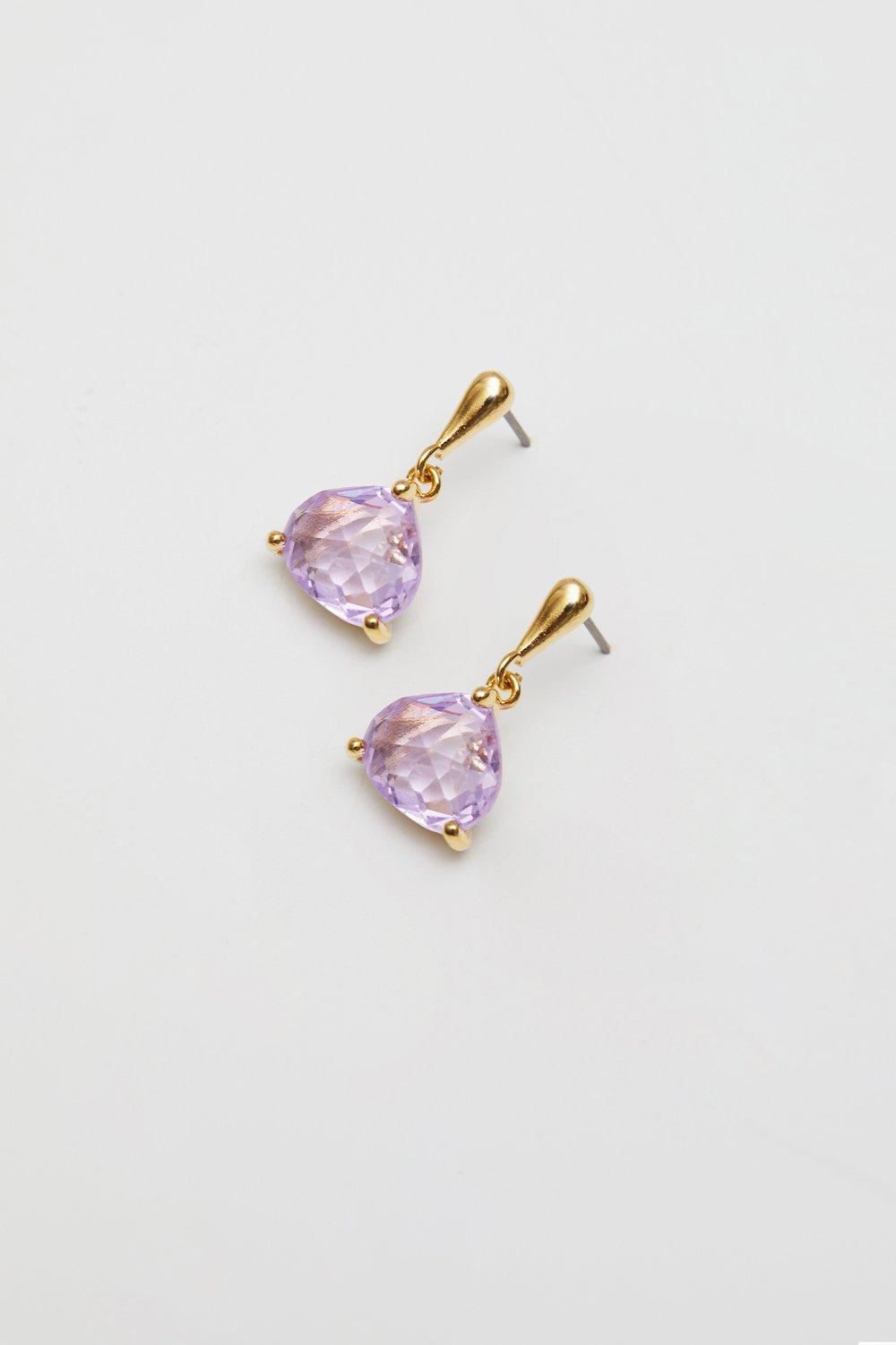 Jewellery | Gold Plated And Amethyst Open Stone Earrings | Jon Richard