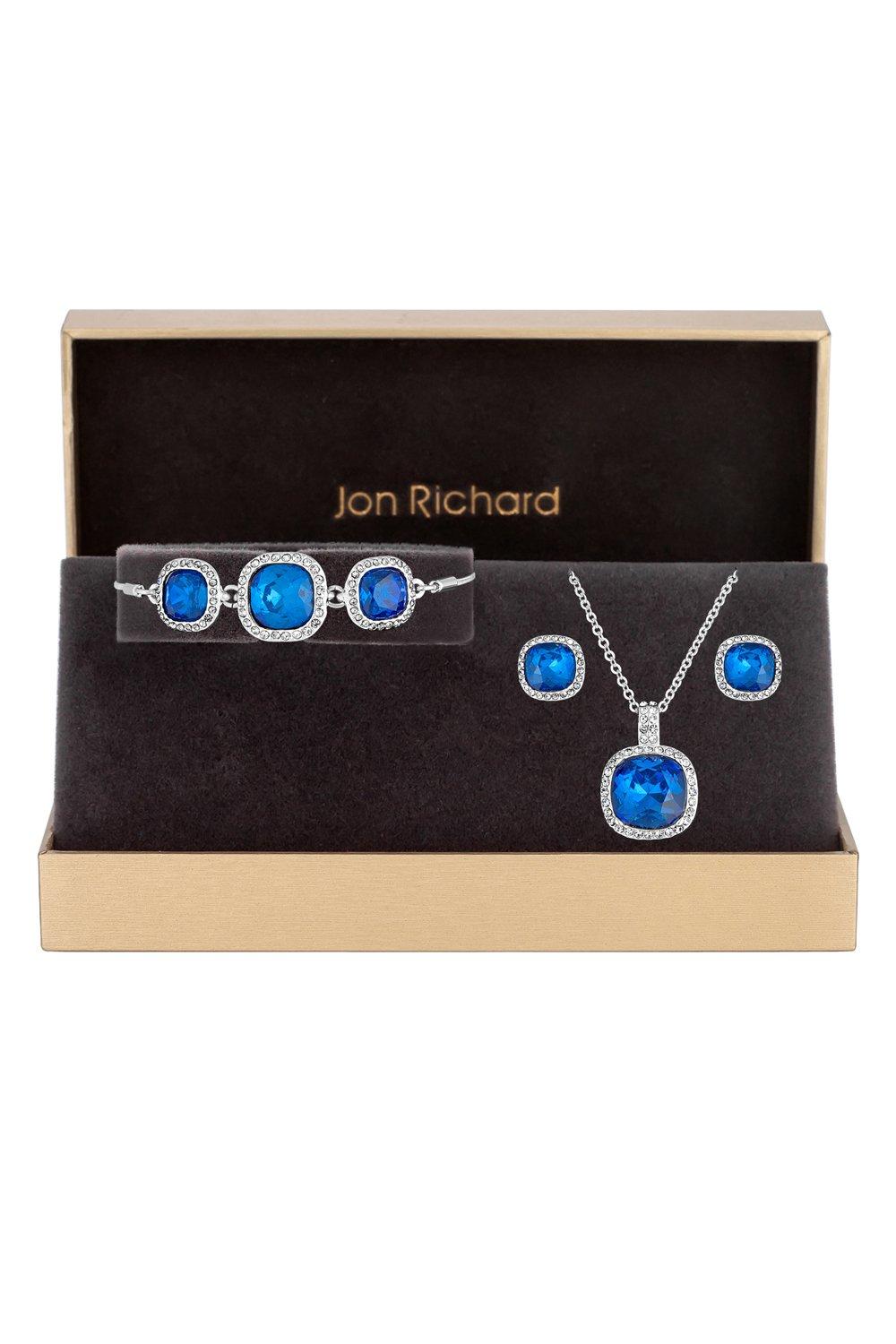 Jon Richard Jon Richard Silver Plated And Bermuda Blue Trio Set - Gift Boxed