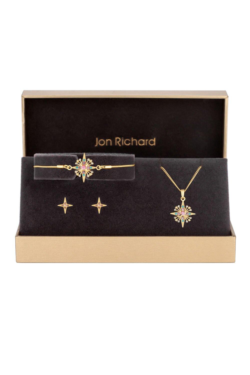 Jon Richard Jon Richard Gold Plated Multicoloured Star Trio Set - Gift Boxed