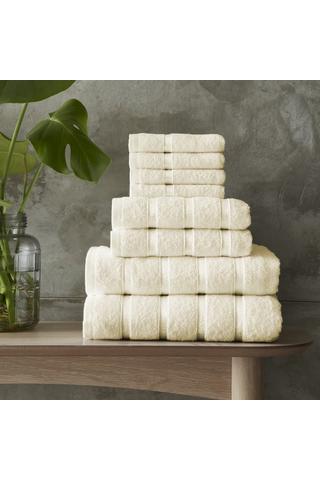 Product Luxury 100% Cotton 8 Piece Super Soft Bathroom Towel Bale Set Cream