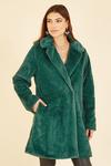 Yumi Green Faux Fur Coat thumbnail 1
