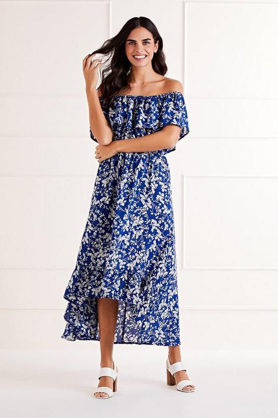 Mela Blue Floral 'Gissella' Asymmetric Dress 1