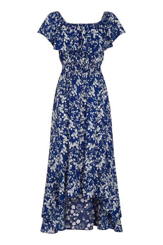 Mela Blue Floral 'Gissella' Asymmetric Dress 4