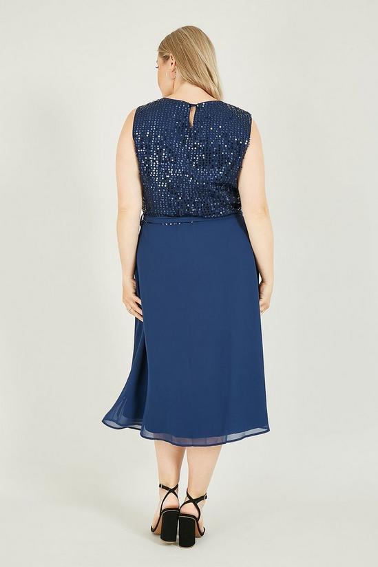 Yumi Curve Navy Plus Size Sequin Woven Skater Dress 3