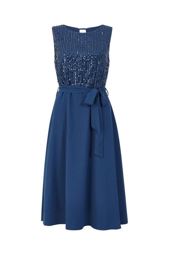 Yumi Curve Navy Plus Size Sequin Woven Skater Dress 4